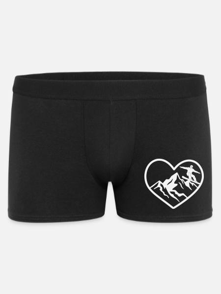 Heart, mountains and snowboarders - Men's Boxer Shorts - black