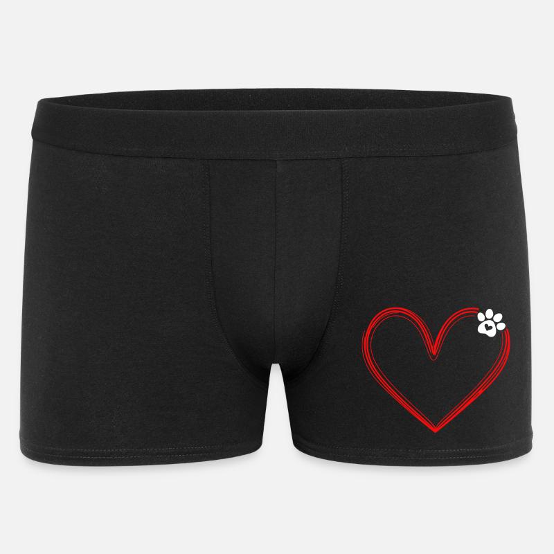 Hundepfote mit Herz - Männer Boxer Shorts - Schwarz