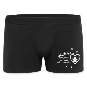 Le bonheur, c’est... Quelqu’un attend à la maison – Dog Design - Boxer Homme - noir - Devant