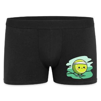 Kawaii tennis ball on court - Men's Boxer Shorts - black - Front