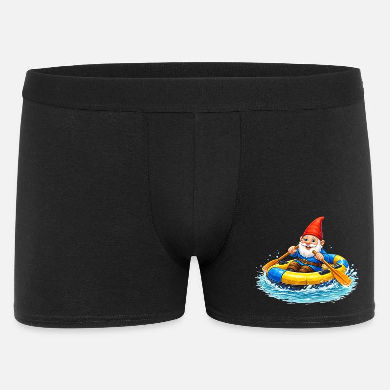Gartenzwerg im Schlauchboot auf Sommerabenteuer - Männer Boxer Shorts - Schwarz