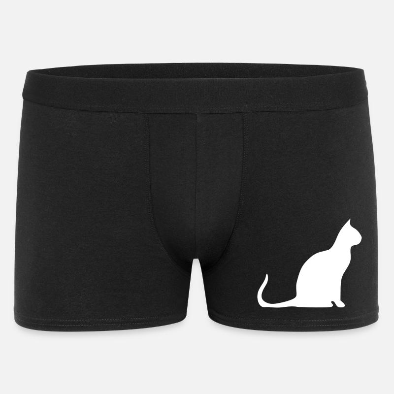 Katze Silhouette Minimal Design Cat Lover - Männer Boxer Shorts - Schwarz