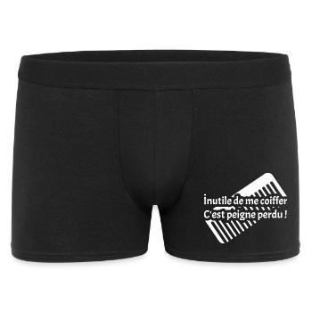 INUTILE DE ME COIFFER C'EST PEIGNE PERDU ! - Boxer Homme - noir - Devant