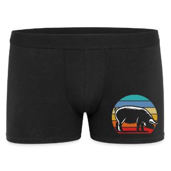 Retro Schwein Silhouette Sonnenuntergang Vintage - Männer Boxer Shorts - Schwarz - Vorne