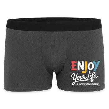 T-shirt Enjoy Your Life – Dire de la gratitude - Boxer Homme - charbon - Devant