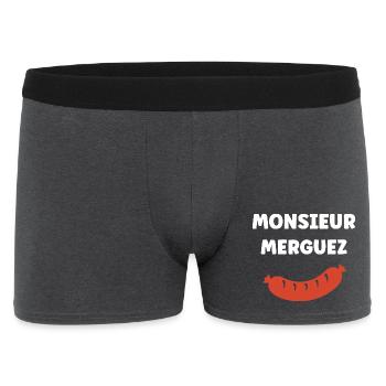 Monsieur Merguez Saucisse Dessin - Boxer Homme - charbon - Devant