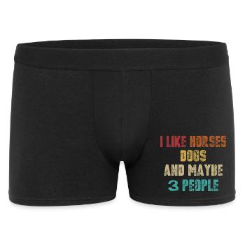 J’aime les chevaux, les chiens, 3 personnes - Boxer Homme - noir - Devant
