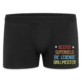 Papa Vater Grillmeister Held Lustiges BBQ - Männer Boxer Shorts - Schwarz - Vorne