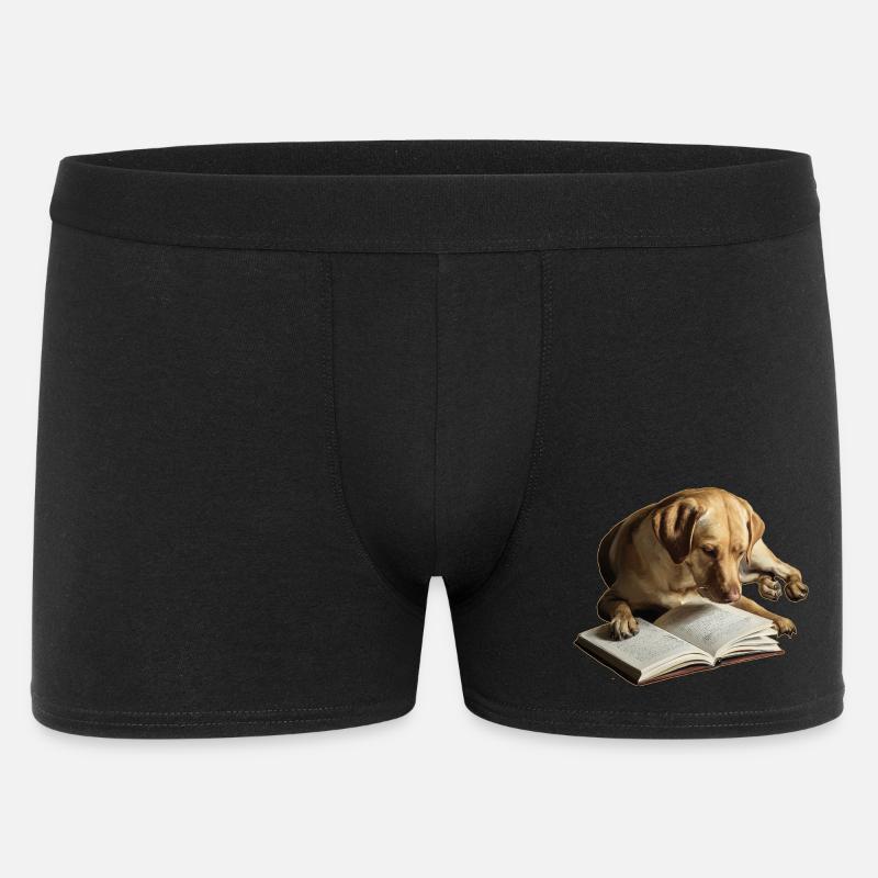 Hund liest Buch Labrador Retriever - Männer Boxer Shorts - Schwarz