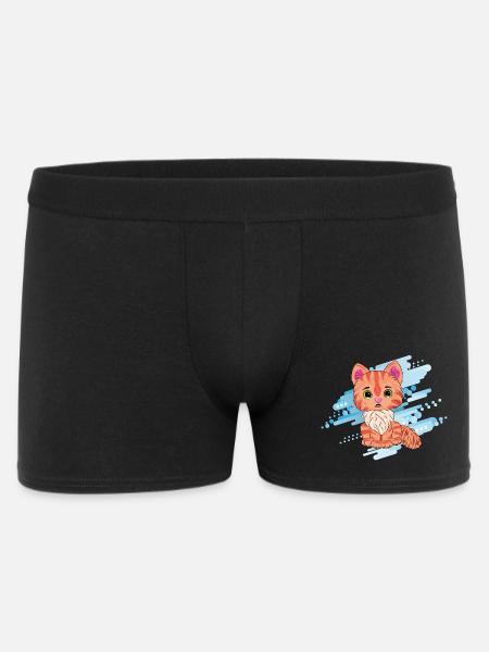 Cute orange cat with scarf - Men's Boxer Shorts - black