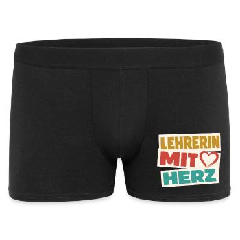 Lehrerin mit Herz!  - Männer Boxer Shorts - Schwarz - Vorne