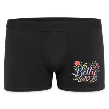 Blumenkranz Schriftzug Beauty Betty  - Männer Boxer Shorts - Schwarz - Vorne