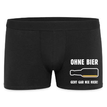 Ohne Bier Geht Gar Nix Hier! (Bierchen / NEG 2C) - Männer Boxer Shorts - Schwarz - Vorne