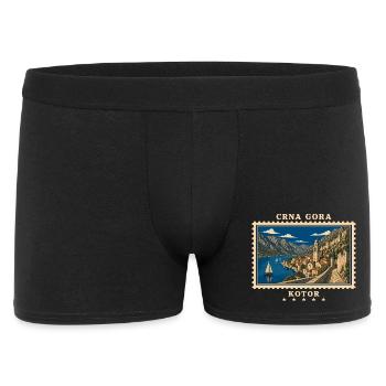 Montenegro Kotor Vintage Reisemarke - Männer Boxer Shorts - Schwarz - Vorne