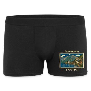 Österreich Hallstatt Vintage Reisemarke - Männer Boxer Shorts - Schwarz - Vorne