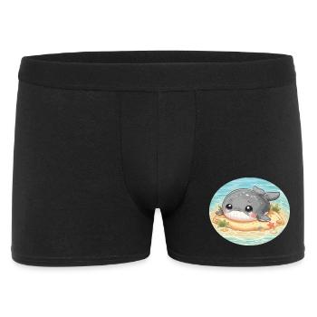 Wal auf Sandbank im Meer - Männer Boxer Shorts - Schwarz - Vorne