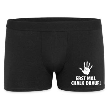 Klettern Erst mal Chalk drauf Bouldern - Männer Boxer Shorts - Schwarz - Vorne