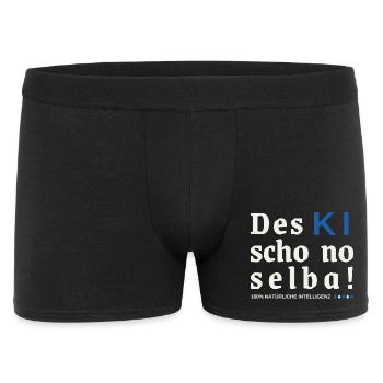 Des KI schon no selba! 100% natürliche Intelligenz - Männer Boxer Shorts - Schwarz - Vorne