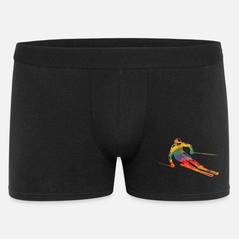 Farbiger Skifahrer - Männer Boxer Shorts - Schwarz