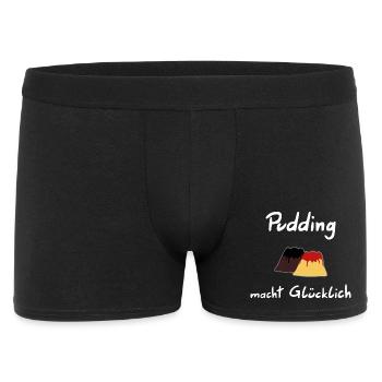 Pudding macht Gluecklich - Männer Boxer Shorts - Schwarz - Vorne