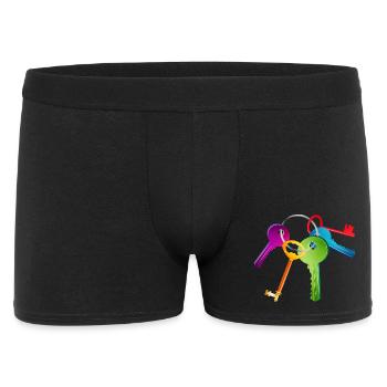 Brightly coloured keychain with key - Men's Boxer Shorts - black - Front