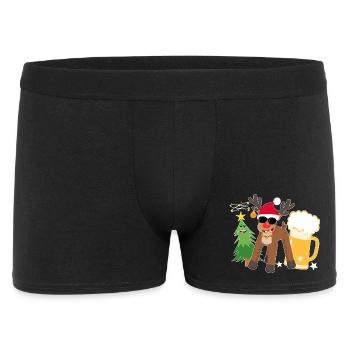 Renne ivre avec bière sapin de Noël Cool - Boxer Homme - noir - Devant