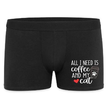 Alles, was ich brauche, ist Kaffee und meine Katze - Männer Boxer Shorts - Schwarz - Vorne