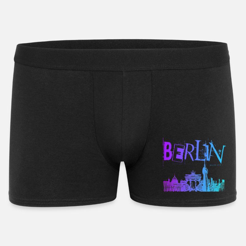Berlin Skyline Panorama - Männer Boxer Shorts - Schwarz