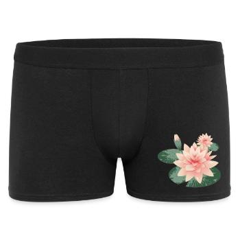 Two water lily blossoms with bud in lily pond - Men's Boxer Shorts - black - Front