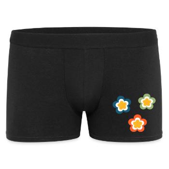 70s Flower Pattern Retro Hippie Festival - Men's Boxer Shorts - black - Front
