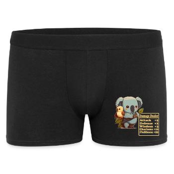 Schadenverursachender süsser Koala mit Vogel zeigt - Männer Boxer Shorts - Schwarz - Vorne