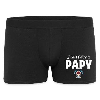 papy, grand-père, papi, j'vais le dire - Boxer Homme - noir - Devant