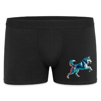 chien de traineau husky origami géométrique 3d - Boxer Homme - noir - Devant