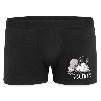 Kleines Schlafendes Schaf Völlig Geschafft - Männer Boxer Shorts - Schwarz - Vorne