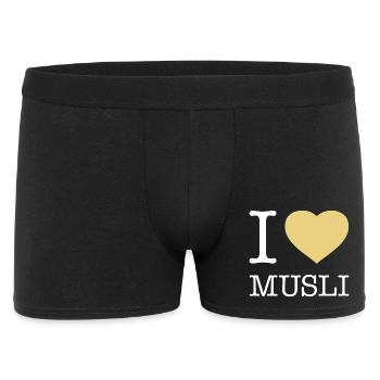 I LOVE MUSLI Müsli - Männer Boxer Shorts - Schwarz - Vorne