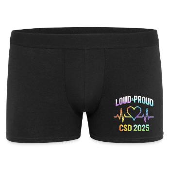 LGBTQ Pride 2025 Herzbeat Design - Männer Boxer Shorts - Schwarz - Vorne