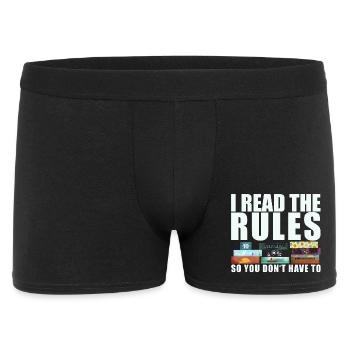 Brettspiele lustiger Spruch - Regeln gelesen - Männer Boxer Shorts - Schwarz - Vorne