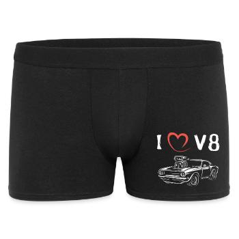 i love v8 american muscle cars - Big Block Autos - Männer Boxer Shorts - Schwarz - Vorne