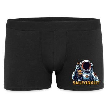 Lustiges Trinkshirt- Party- SAUFONAUT - Männer Boxer Shorts - Schwarz - Vorne