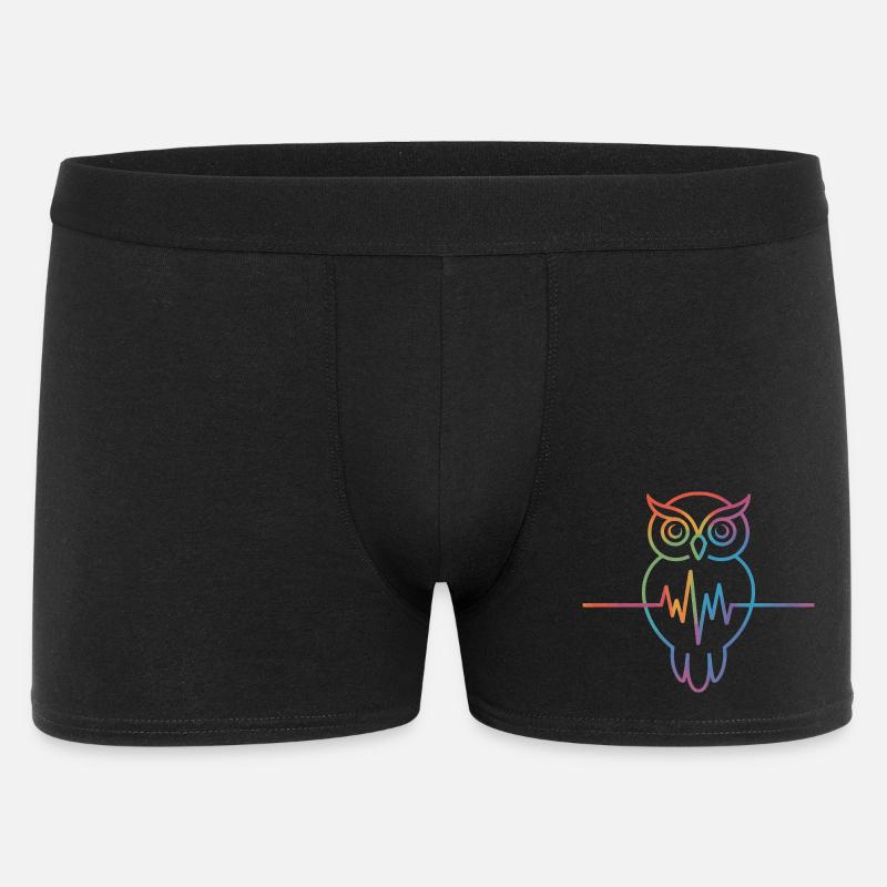 Regenbogen Eule Herzschlag Design - Männer Boxer Shorts - Schwarz