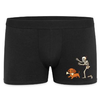 Humor Skeleton Chases Dachshund Dog - Men's Boxer Shorts - black - Front