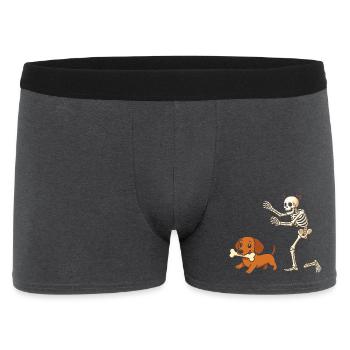 Humour Squelette Poursuit Chien Teckel - Boxer Homme - charbon - Devant