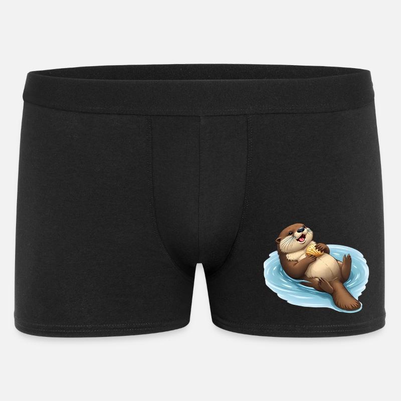Relaxter Biber mit Muschel - Männer Boxer Shorts - Schwarz