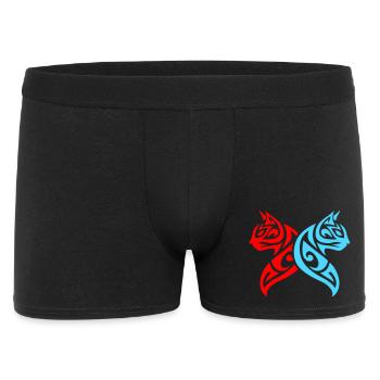 Katzen Tribal Kater Design - Männer Boxer Shorts - Schwarz - Vorne