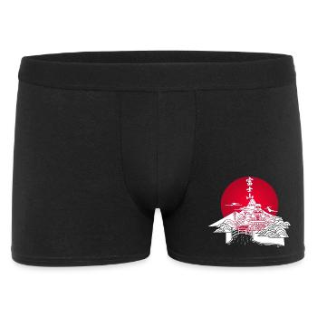 Paysage japonais blanc et soleil rouge - Boxer Homme - noir - Devant