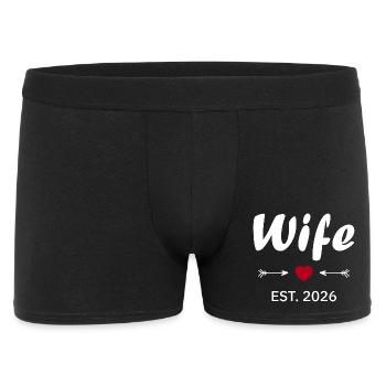 Ehefrau ist 2026 - Männer Boxer Shorts - Schwarz - Vorne