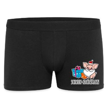 Fröhliche Weihnachten mit dem Schwein-Nachtsmann! - Männer Boxer Shorts - Schwarz - Vorne