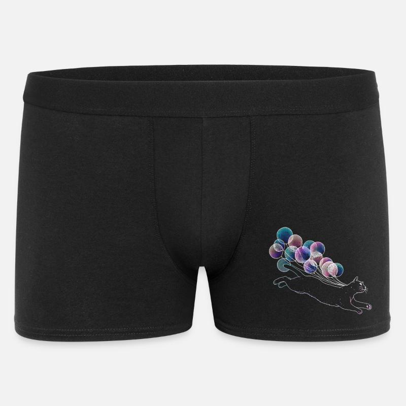 Schwebende Katze mit bunten Ballons Illustration - Männer Boxer Shorts - Schwarz