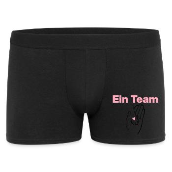 Ein Team, Mensch & Samtpfote, Katze, Katzenfans - Männer Boxer Shorts - Schwarz - Vorne