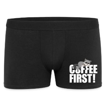 Raccoon Coffee First - Men's Boxer Shorts - black - Front